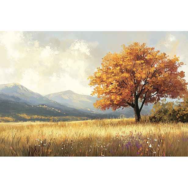 Fototapeta Flizelina Krajina Pohled Na Hory Strom Louka Podzim 416x254 130g