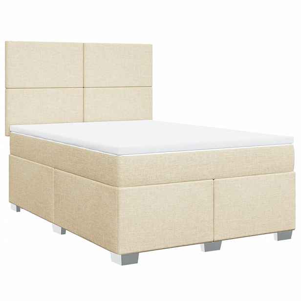 vidaXL Box spring postel s matrací krémová 140x190 cm textil