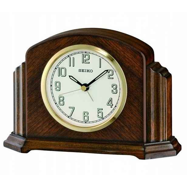 Dřevěné Krbové Stojací Hodiny Budík Seiko QXE043B Alarm 19x13 cm
