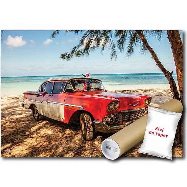 Vinylová Fototapeta Auto Oldtimer Chevrolet Pláž Kuba 368x254