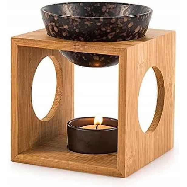 Bambusová Vonná Lampa S Keramikou 12 CM Aromalampa Aromatický Krb