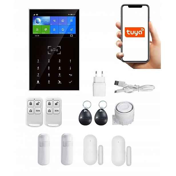 Bezdrátový LCD Alarm 4.3' Gsm WiFi Tuya Smart 2+2 Pir