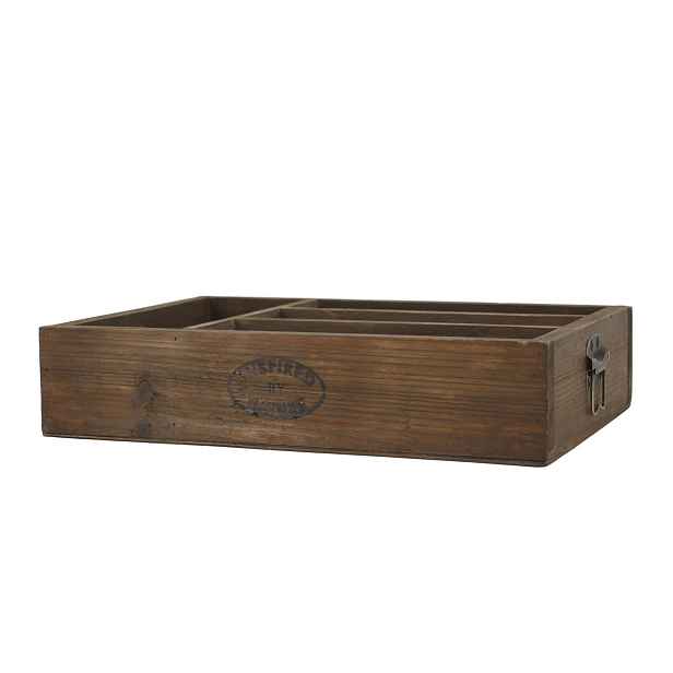 Box na příbory se 4 přihrádkami z borovicového dřeva Nature – 40*27*8,5 cm Chic Antique