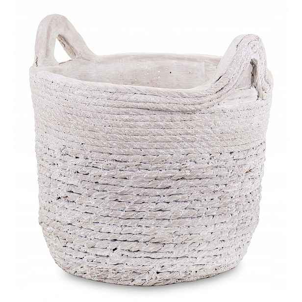 Květináč Obal Na Květináč Bílý Krémový 25x25 cm Zdobený