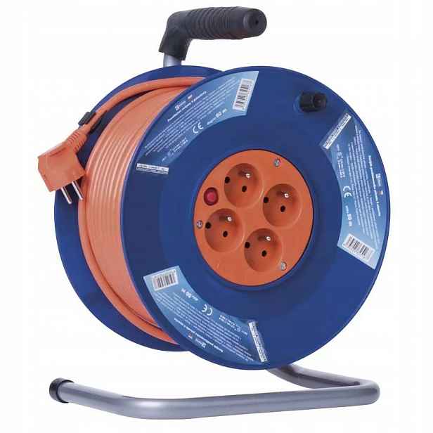Prodlužovací kabel na bubnu 50 m 4 zásuvky červený Pvc 230 V 1,5…