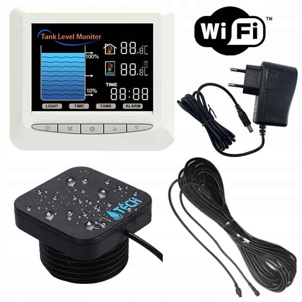 Snímač hladiny vody z nádrže na septik s LCD WiFi Tuya