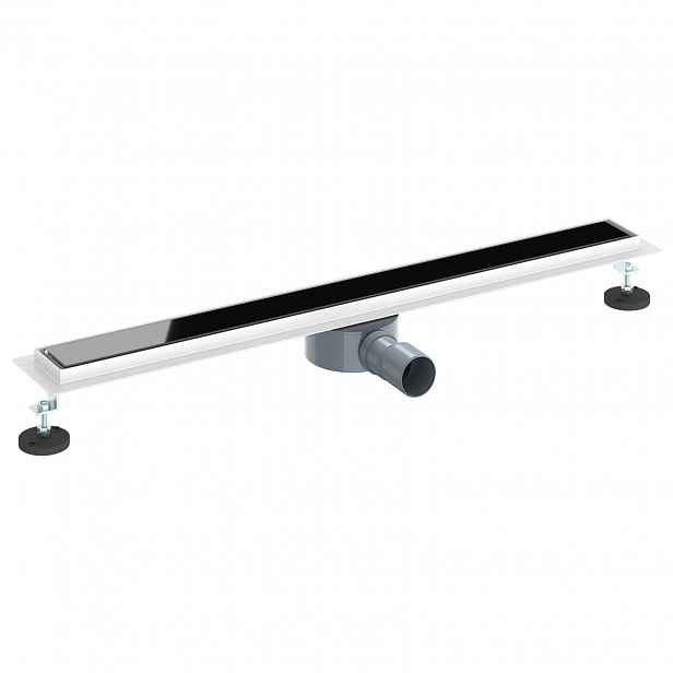 vidaXL Sprchový odtok s skleněným víkem a 360° sifonem Černá 80 cm