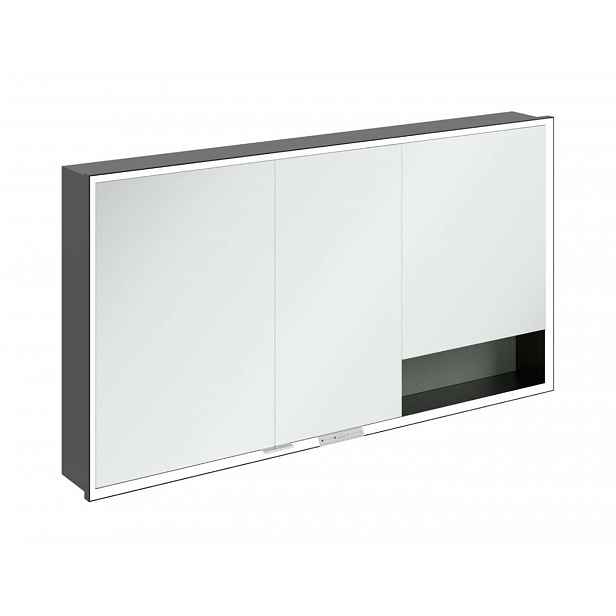 Villeroy & Boch My View+ - Zrcadlová skříňka s LED osvětlením 140x75x17 cm, 3 dvířka, Soft Green/matná černá B48214AF