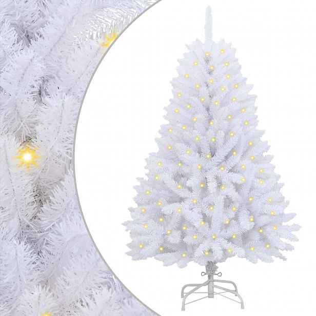 vidaXL Umělý vánoční stromeček 150 LED PVC a ocel Bílá