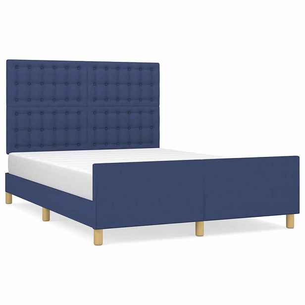 vidaXL Rám postele bez matrace modrý 140 x 190 cm textil