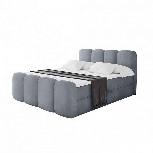ALTDECOR AMERICKÁ postel s matrací H4 a roštem – NINA-Z – 200 x 200 cm – šedá