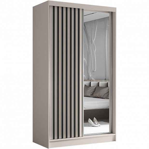 Beautysofa SKŘÍŇ s posuvnými dveřmi Helix II 120/216/61 kašmír + černá se zásuvkami