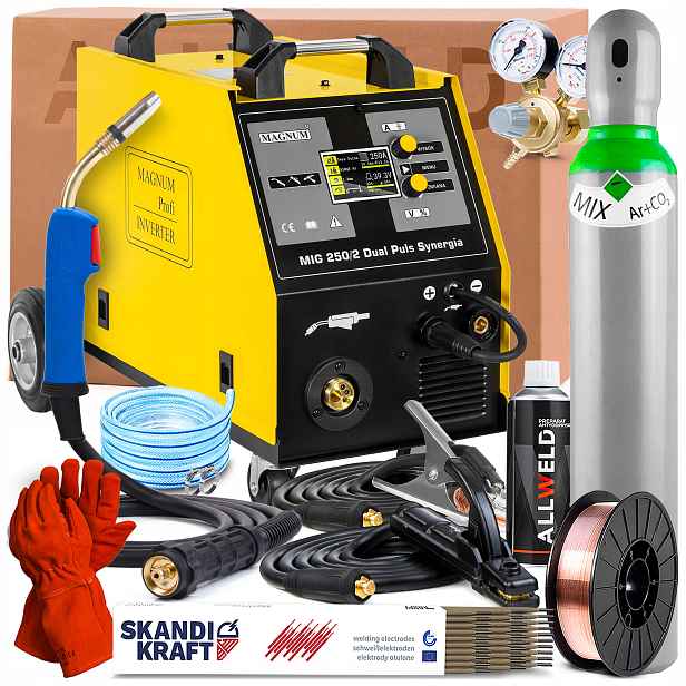 Poloautomatický Magnum Mig 250/2 Dual Puls Synergie 230V 400V Tig Lift Mma Spot