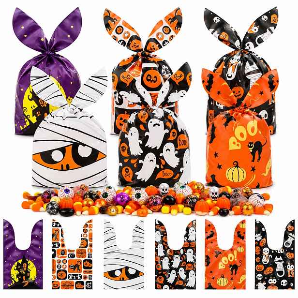 Sáčky Na Bonbóny 120 Ks Halloween 14X23 CM, 6 Vzorů Na Sladkosti