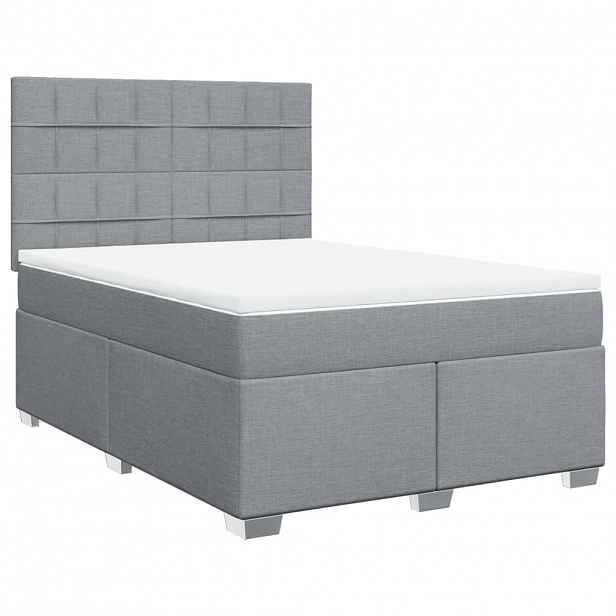vidaXL Box spring postel s matrací světle šedá 140 x 190 cm textil