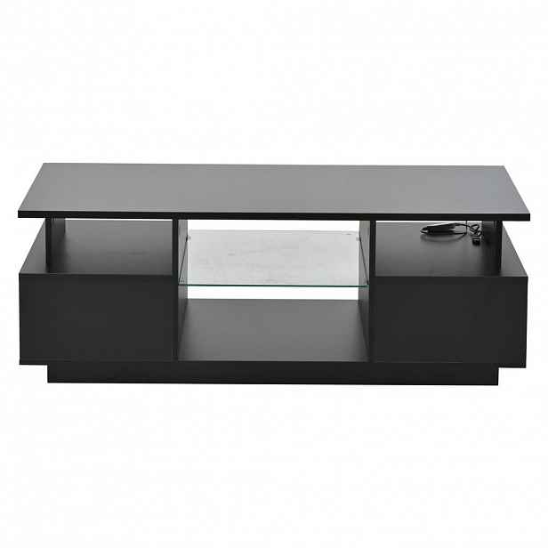 FLIEKS KONFERENČNÍSTOLEK 100x50cm Černý LED Sklo Zásuvky