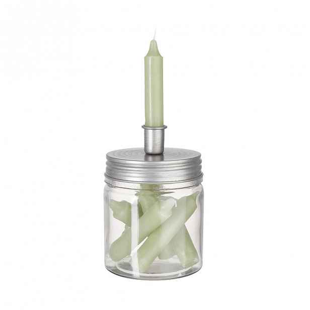 Butlers LITTLE LIGHT Set stříbrného svícnu a šalvějových svíček