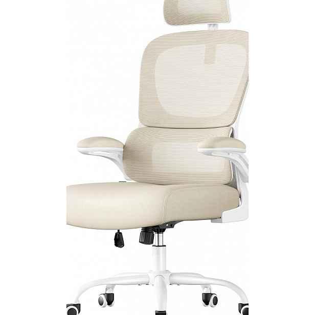 Ergonomická Síťovaná Kancelářská Židle S Bederní Opěrkou, Béžová