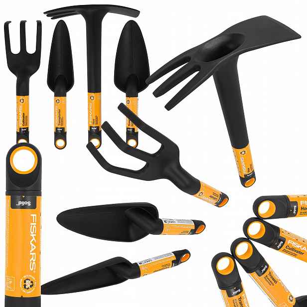Sada zahradního nářadí Fiskars Solid lopatky motyčka drápky 4ks