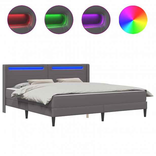 vidaXL Rám postele s matrací Šedá 180 x 200 cm Umělá kůže