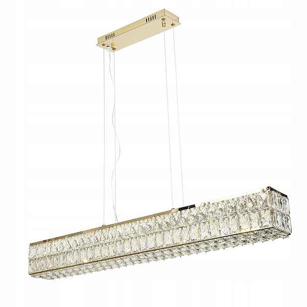 Závěsná Led Křišťálová Stropní Lampa Zlatá S Dálkovým Ovládáním Glamour Dlouhá 100 cm