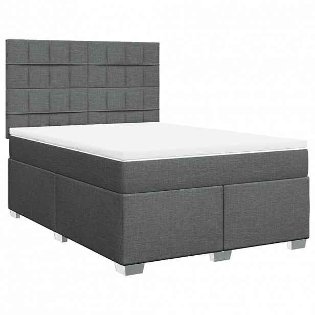 vidaXL Box spring postel s matrací tmavě šedý 140 x 190 cm textil