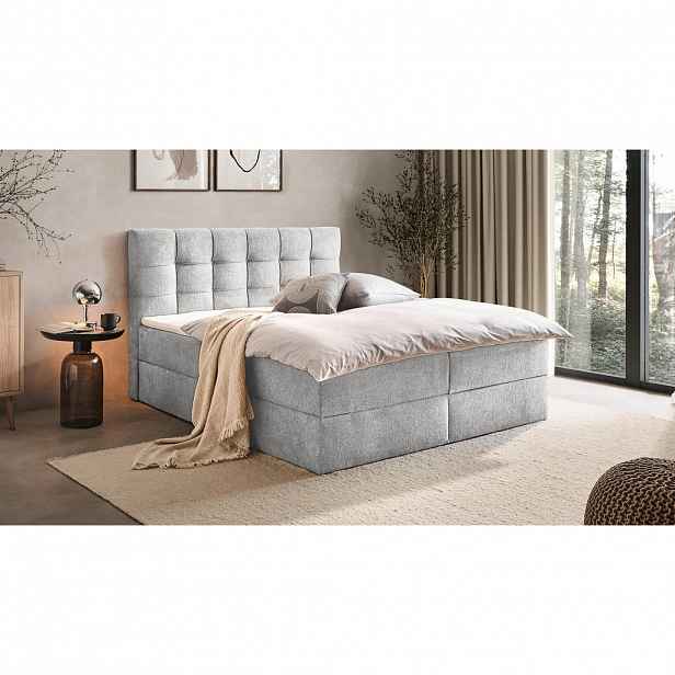 Boxxx AMERICKÁ POSTEL, 160/200 cm, světle šedá