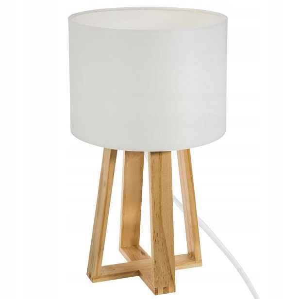 Noční lampa ve skandinávském stylu, bílá, dřevěná, E27