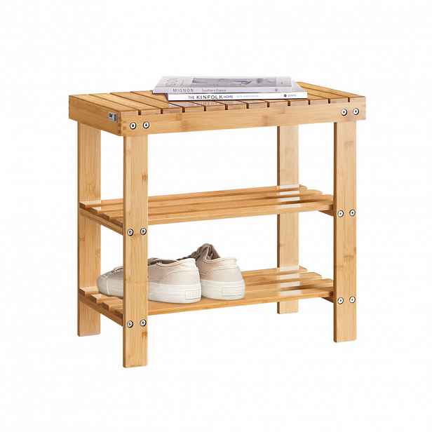 SoBuy BOTNÍK se 2 policemi Bambus 50x28x45cm Nordický