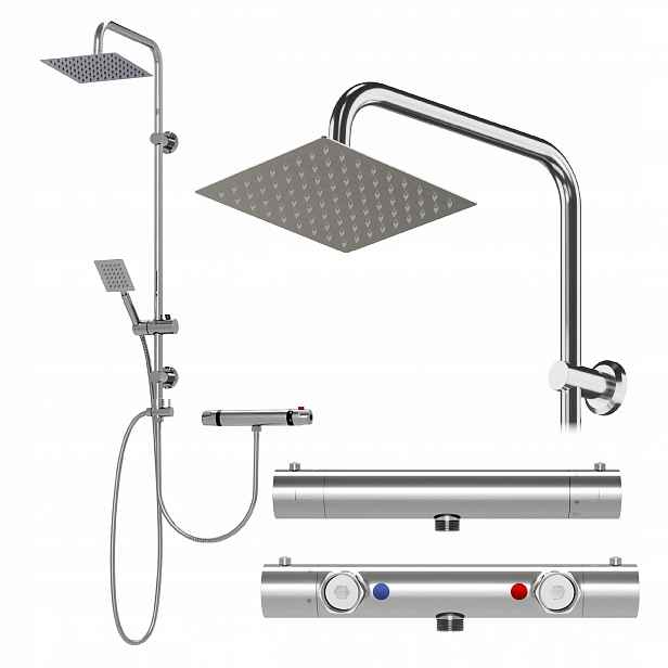 Sprchový Set Dešťová Sprcha Termostatická Baterie stříbrná Detti Toba