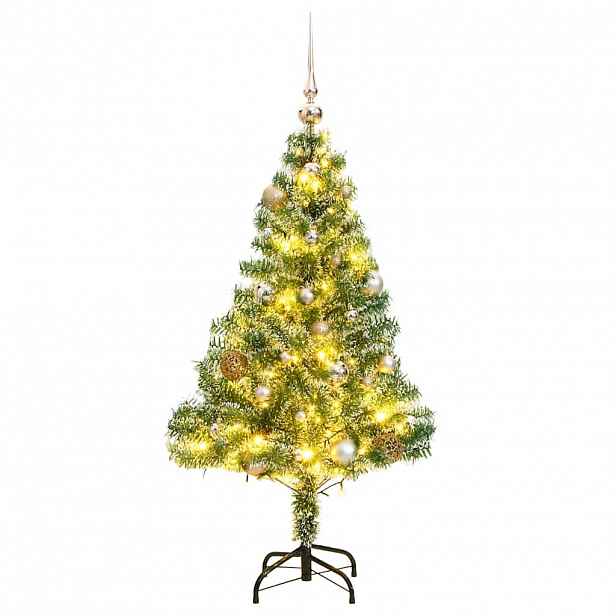 vidaXL Umělý vánoční stromek se 150 LED a sadou koulí zasněžený 150 cm