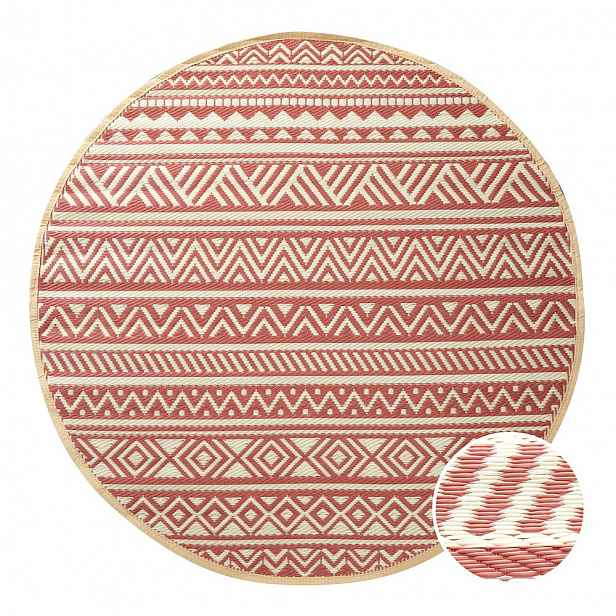 Butlers COLOUR CLASH Vnitřní a venkovní koberec pruhy 150 cm - sv. červená/krémová