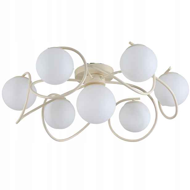 Závěsná Lampa Stropní Lustr Kule béžová Moderní Led mléčná