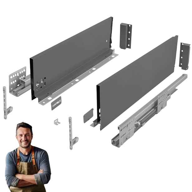 Šuplík Hafele Matrix Slim 500 mm H-135 35 kg 514.13.525 Tenkostěnná šedá