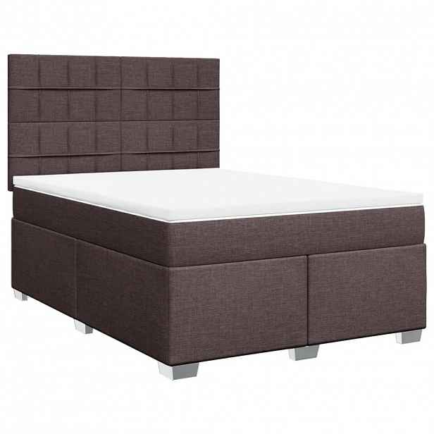 vidaXL Box spring postel s matrací tmavě hnědá 140x190 cm textil