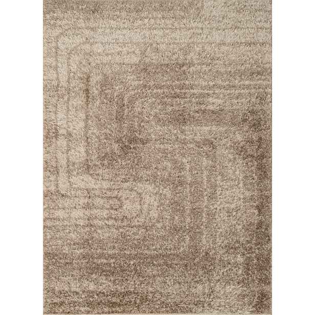 Béžový tlustý koberec typu shaggy do obývacího pokoje nebo ložnice, 120 x 160 cm
