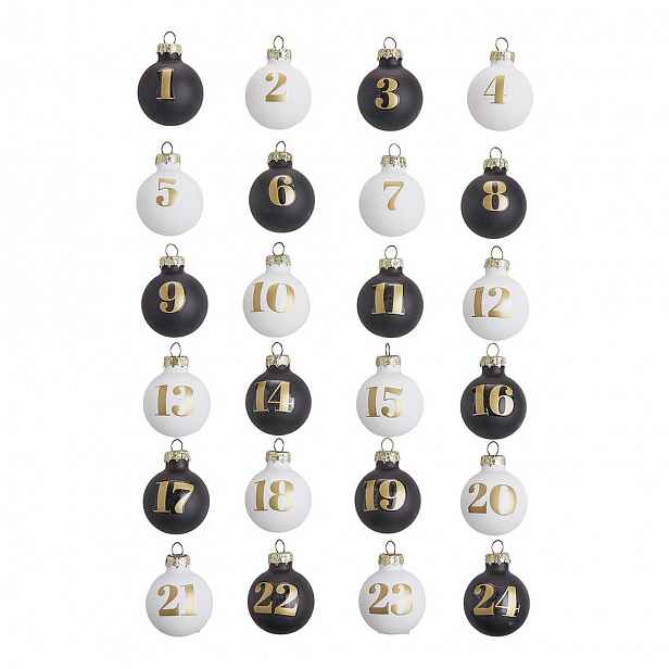 ADVENT Sada mini ozdob 24 ks 3 cm - bílá/černá