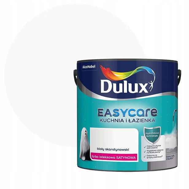 Dulux Easy Kuchyně Koupelna Bílá Skandinávská 2,5L Saténová Barva Na Stěny