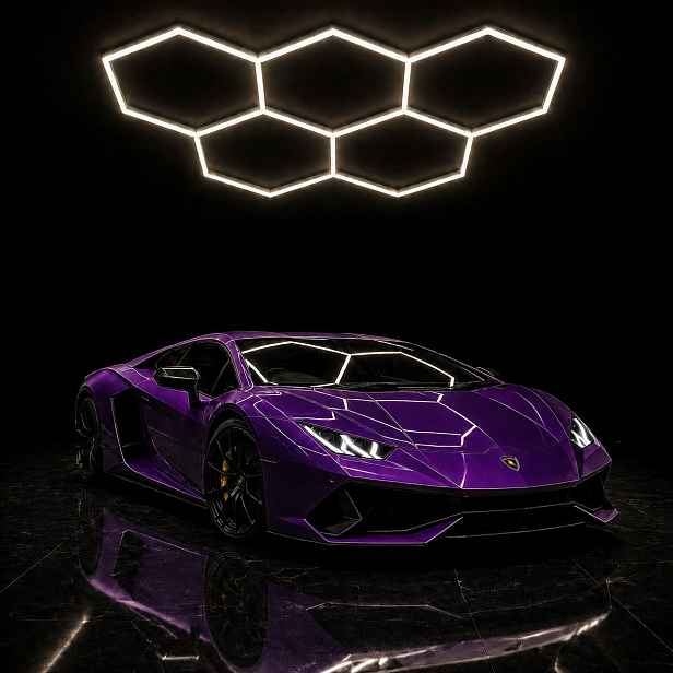 Led lampa bílá 4000K garáž dílna 229x158 cm Hexagon 5 168W