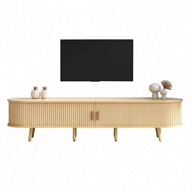 OKWISH TV stolek 175/40/42 cm dub z MDF s dvojicí zásuvek a nastavitelnými přepážkami