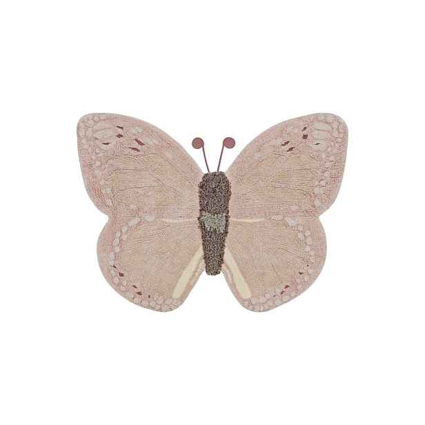 Světle růžovo-béžový pratelný ručně tkaný bavlněný dětský koberec 90x120 cm Baby Butterfly – Lorena Canals
