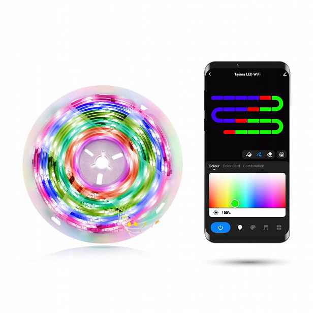 WiFi Led pásek Tuya 5 m Rgb-ic 18 W, sada s napájecím zdrojem 18 W 5 m