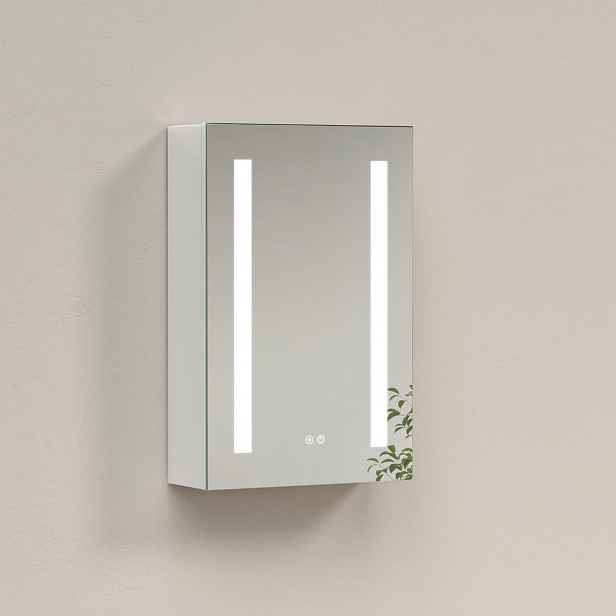 EMKE KOUPELNOVÁ ZRCADLOVÁ SKŘÍŇKA s LED osvětlením, matná bílá, 60/40 cm