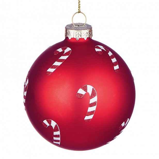 HANG ON Skleněná ozdoba Candy Cane 8 cm - červená