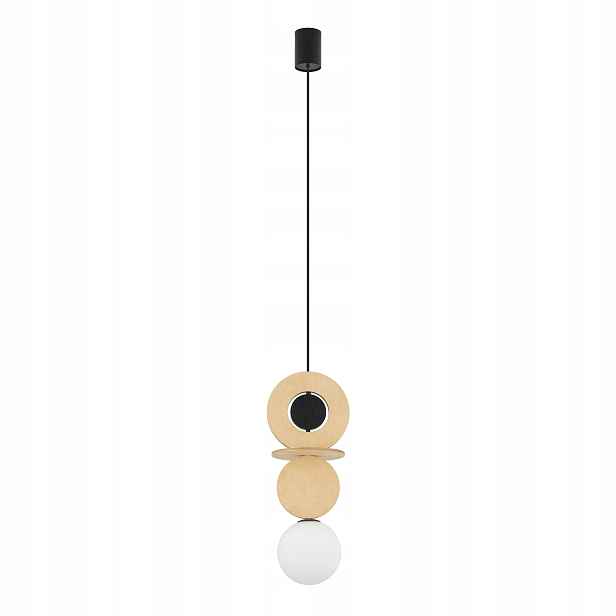 Nowodvorski Závěsná lampa Drops Wood A 1xG9 dřevo/sklo bílá koule