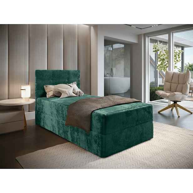 Čalouněná postel boxspring GLORIEN VELVET 80x200 cm tmavě zelená Matrace: Matrace Bonell pružinová