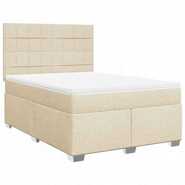 vidaXL Box spring postel s matrací krémová 140x190 cm textil