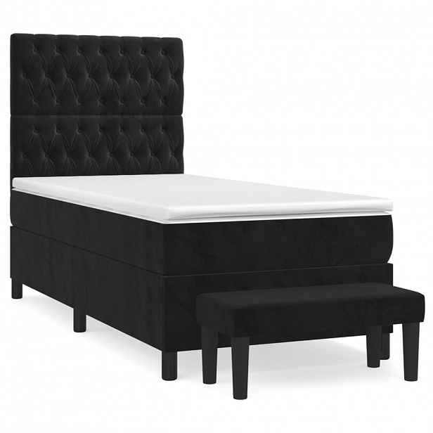 vidaXL Box spring postel s matrací černá 100x200 cm samet