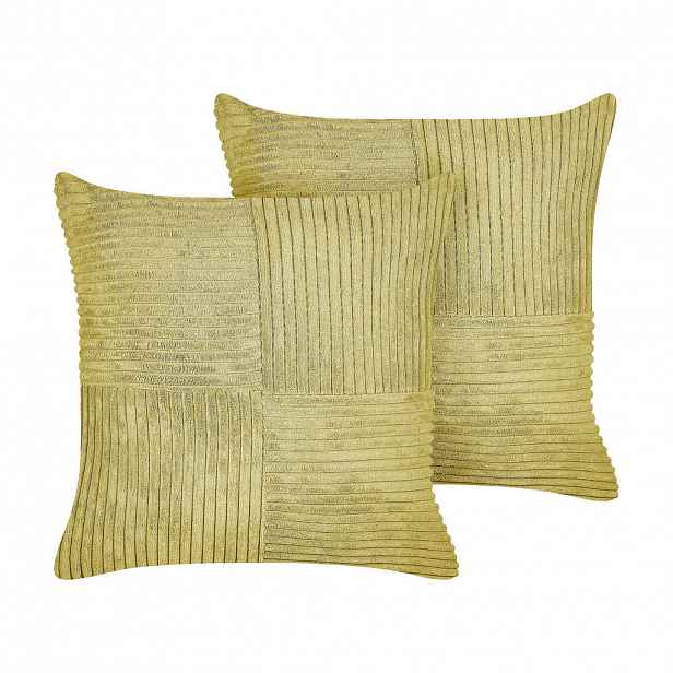 Beliani DEKORATIVNÍ POLŠTÁŘ CORD sada 2 ks Olivově zelený 43/43 cm Millet