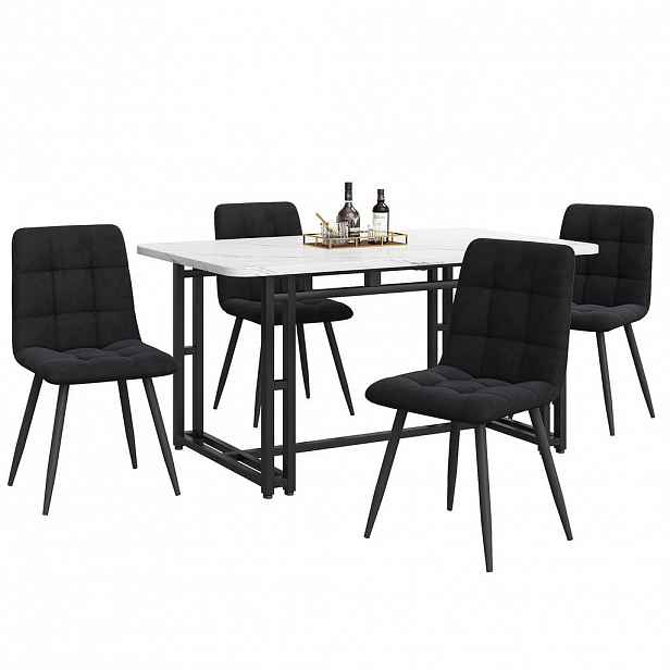 FLIEKS JÍDELNÍ SET 4 Židle Černý 140x80cm